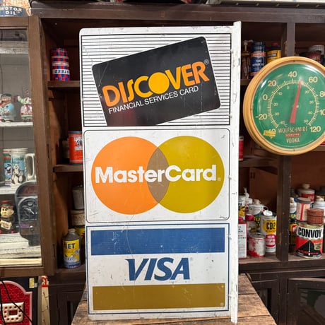 Vintage DISCOVER / MasterCard / VISA  クレジットカード 両面サイン 16-264-2
