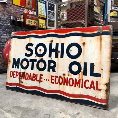 SOHIO MOTOR OIL ヴィンテージ ホーロー看板　8-180
