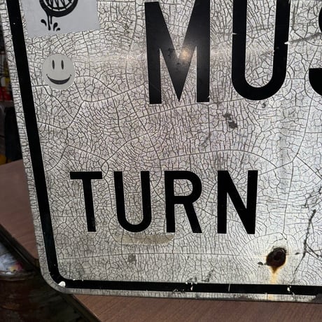 Vintage LEFT LANE MUST TURN LEFT ロードサイン 道路標識(大) 20-155-54