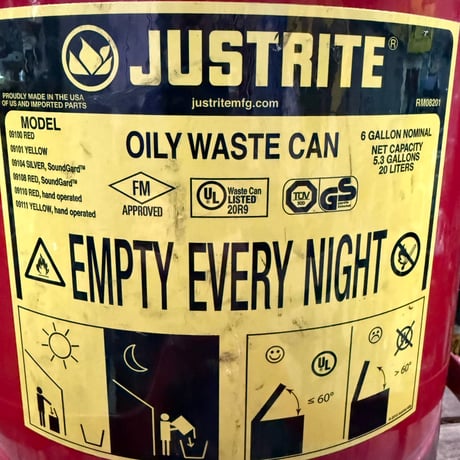 Vintage OILY WASTE CAN 18-250