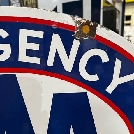 Vintage AAA EMERGENCY SERVICE 琺瑯両面 看板 1-5