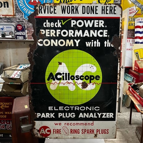 Vintage ACilloscope SPARK PLUGS SIGN 18-16