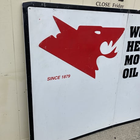 WOLF′S HEAD MOTOR OIL　ヴィンテージ　看板　　14-202