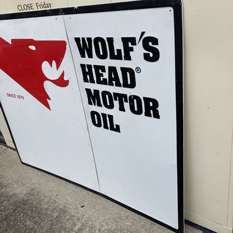 WOLF′S HEAD MOTOR OIL　ヴィンテージ　看板　　14-202