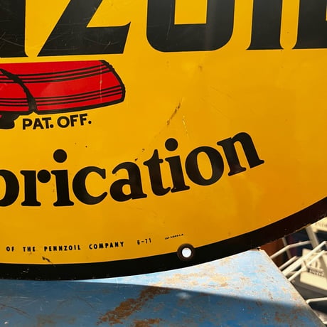 Vintage 1971 PENNZOIL 両面 看板 17-299