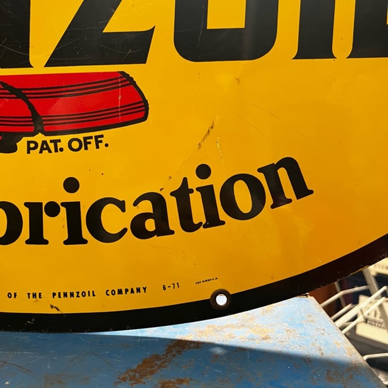 Vintage 1971 PENNZOIL 両面 看板 17-299 | BigBear On