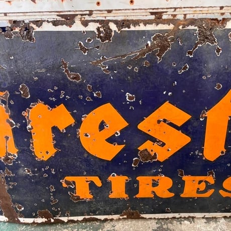 Firestone　ファイヤーストーン　1940’　ヴィンテージ　横長看板　(13)445