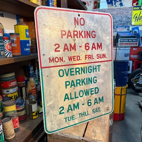 Vintage NO PARKING 2AM-6PM 道路標識 21-213-29