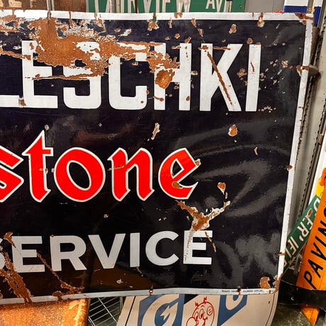 【希少!!】Vintage FIRESTONE ホーロー大型看板 ｓ-2-9-2