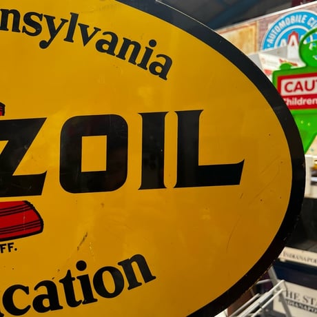 Vintage 1971 PENNZOIL 両面 看板 17-299