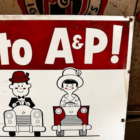 Vintage Welcome to A＆P! FREE PARKING SIGN 1950's 18-131