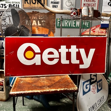 Vintage Getty OIL SIGN スチール製 19-108-132