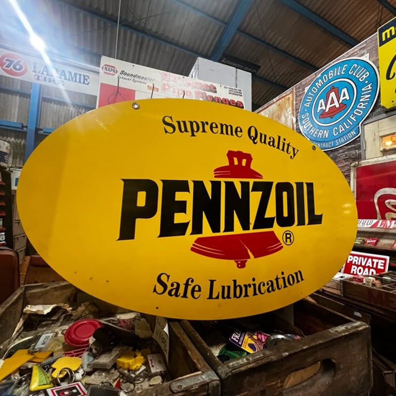 ペンズオイル ロゴ Vintage PENNZOIL 両面 看板 P-2