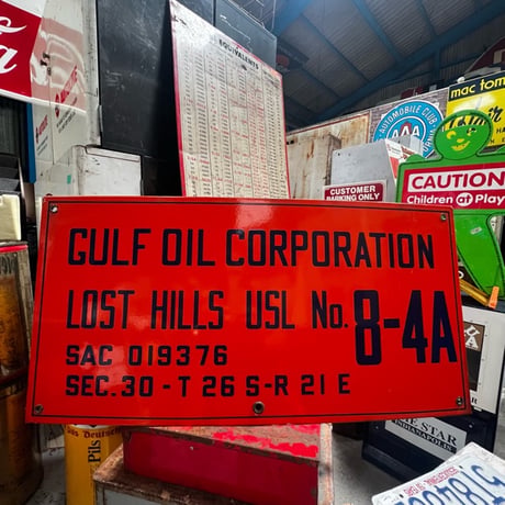 Vintage GULF OIL 琺瑯看板 17-308