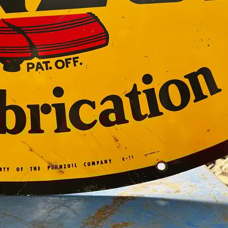 Vintage 1971 PENNZOIL 両面 看板 17-299