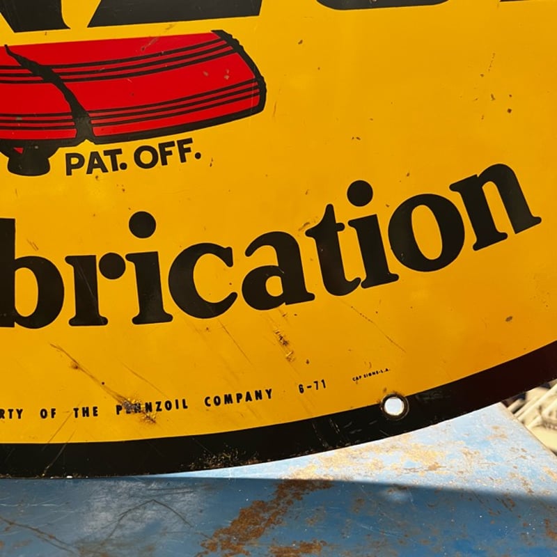 Vintage 1971 PENNZOIL 両面 看板 17-299 | BigBear On