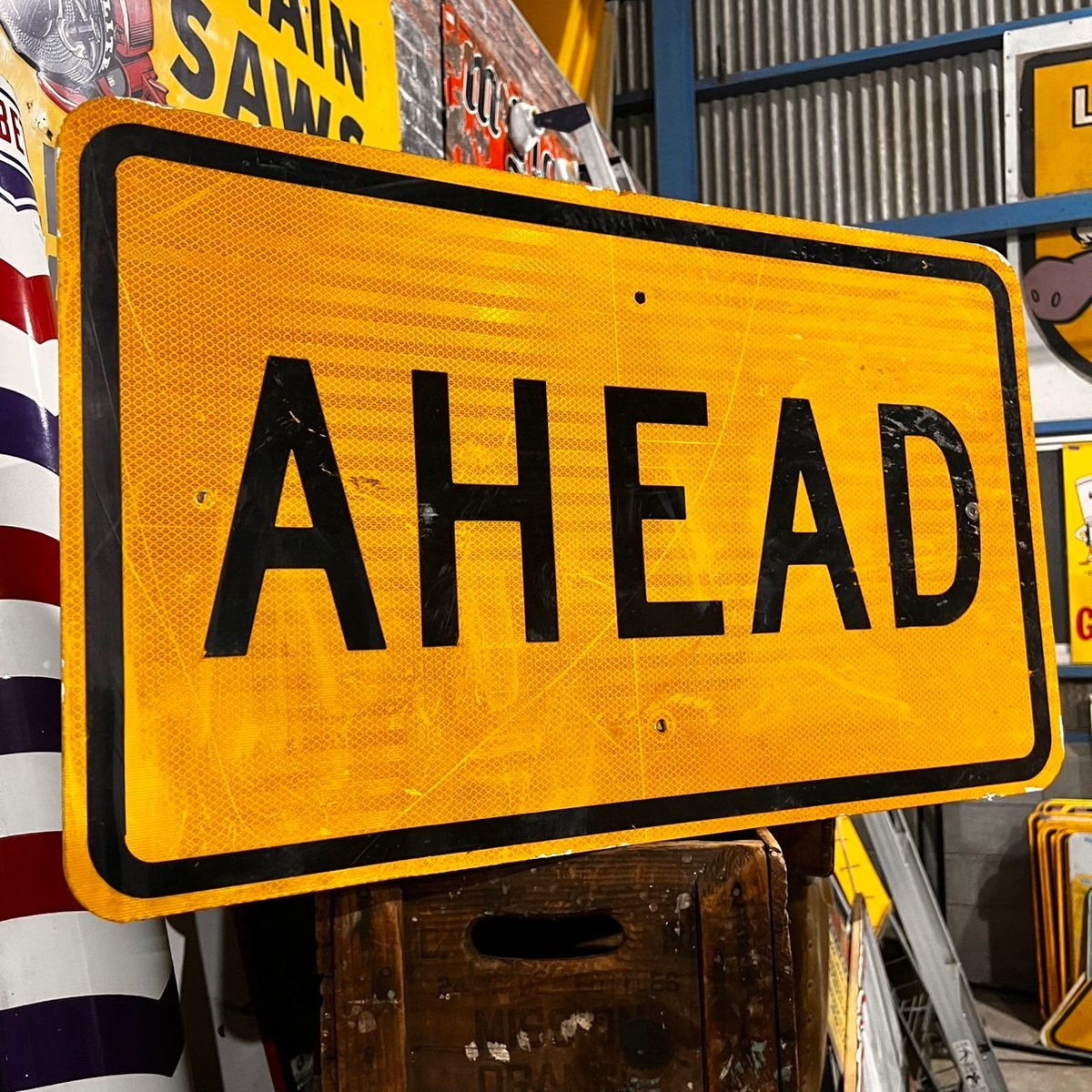Vintage AHEAD Road sign 道路標識 20-155-55 | BigBea