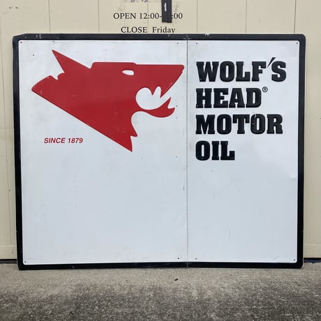 WOLF′S HEAD MOTOR OIL　ヴィンテージ　看板　　14-202