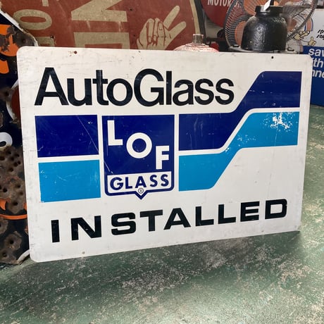 LOF GLASS　ヴィンテージ　両面看板　11-111