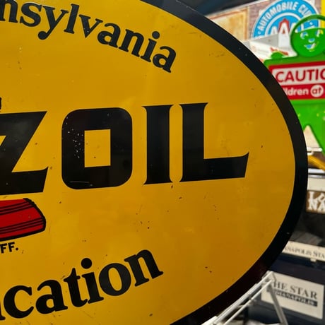 Vintage 1971 PENNZOIL 両面 看板 17-299