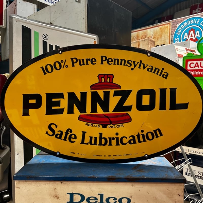 Vintage 1971 PENNZOIL 両面 看板 17-299 | BigBear On