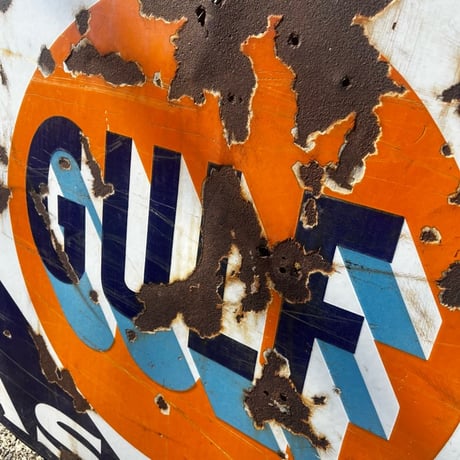 Vintage GULF 琺瑯 大型 看板 18-211