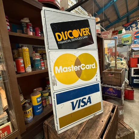 Vintage DISCOVER / MasterCard / VISA  クレジットカード 両面サイン 16-264-2