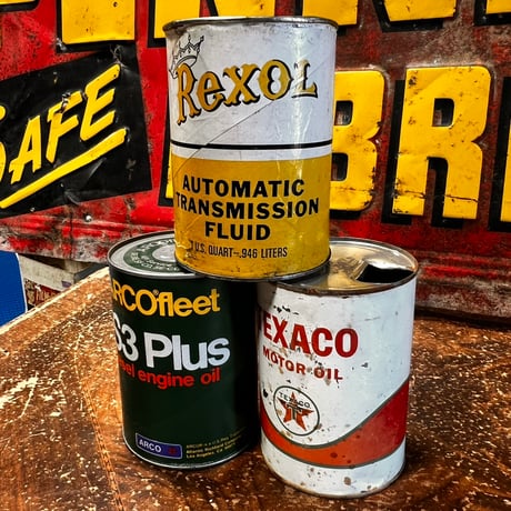 TEXACO ReXOL ARCO ヴンテージ　オイル缶　【3缶SET】　16-ｃ-80