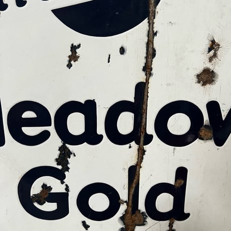 Vintage Hatchinson Meadow Gold Ice Cream 琺瑯両面看板 17-135