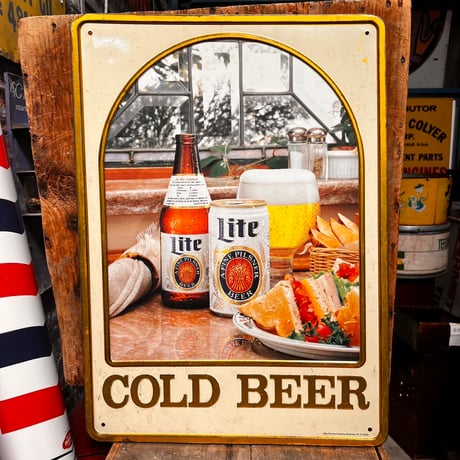 Vintage 80‘ｓ MIller LiteBeer metal sign 80s 19-304
