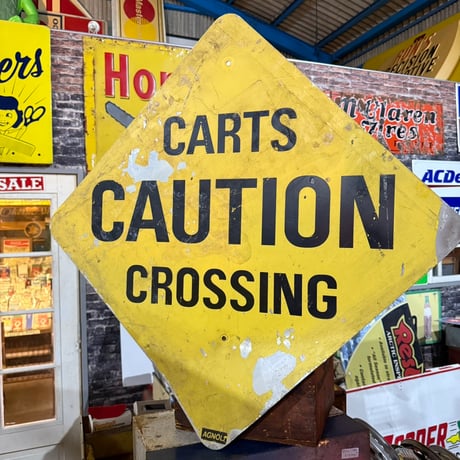 Vintage CARTS CAUTION CROSSING 道路標識 20-155-7