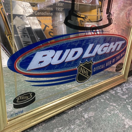 Bud Light × NHL　ヴィンテージ　パブミラー　15-0-8