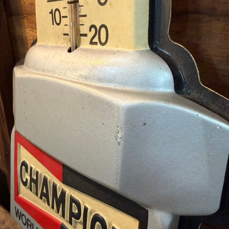 Vintage CHAMPION スパークプラグ型 プラスチック製温度計サイン 21-337