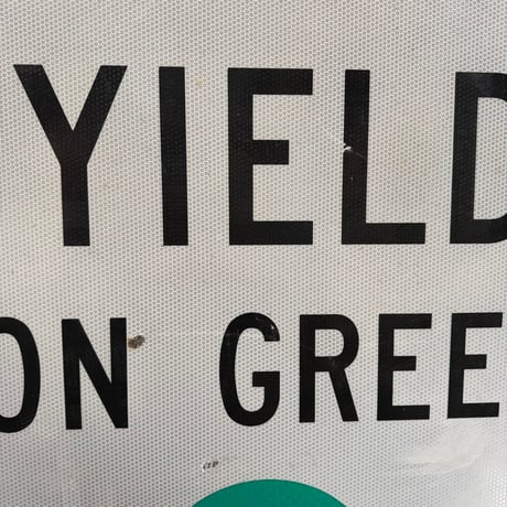 Vintage LEFT TURN YIELD ON GREEN ロードサイン大 21-278-3
