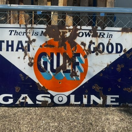 Vintage GULF 琺瑯 大型 看板 18-211
