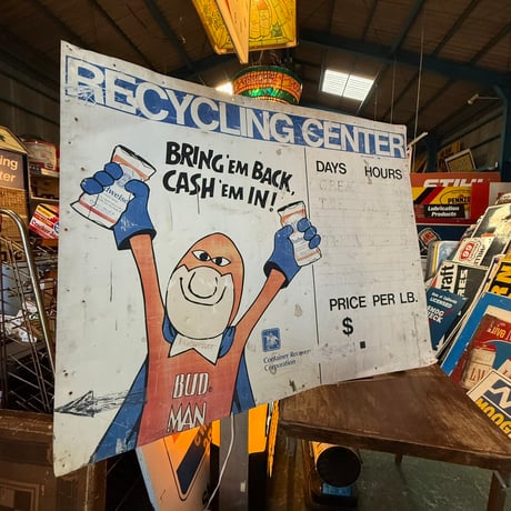 Vintage Budweiser “BUD MAN” Recycling Center 大型看板 21-257