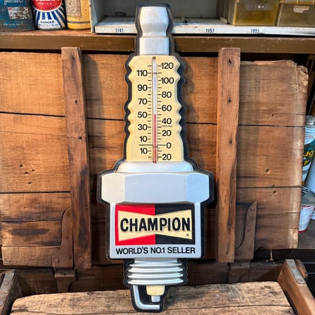 Vintage CHAMPION スパークプラグ型 プラスチック製温度計サイン 21