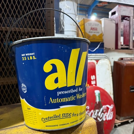 Vintage all “Automatic Washers” 蓋付きメタル缶 20-321