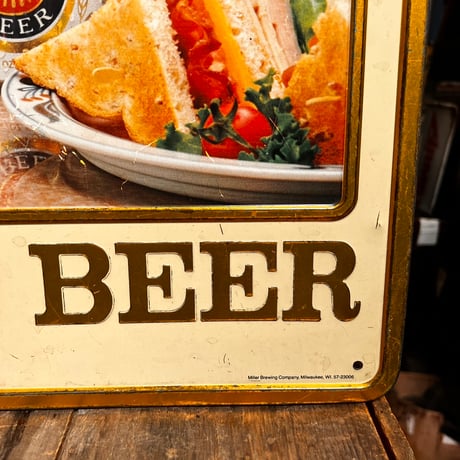 Vintage 80‘ｓ MIller LiteBeer metal sign 80s 19-304