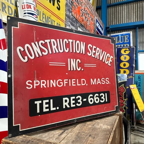 Vintage CONSTRUCTION SERVICE SIGN 19-108-14