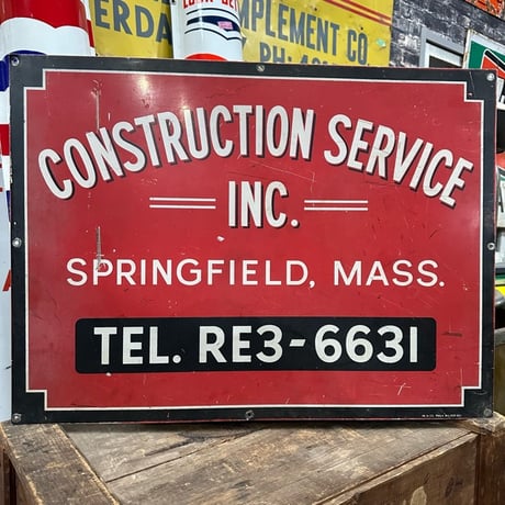 Vintage CONSTRUCTION SERVICE SIGN 19-108-14