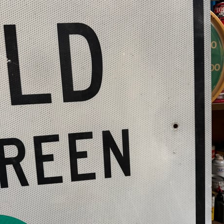Vintage LEFT TURN YIELD ON GREEN ロードサイン大 21-278-3