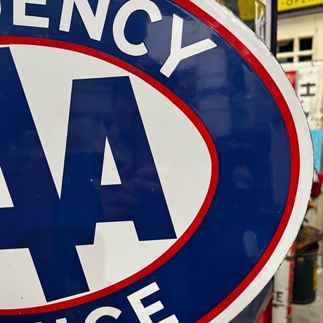 Vintage AAA EMERGENCY SERVICE 琺瑯両面 看板 1-5