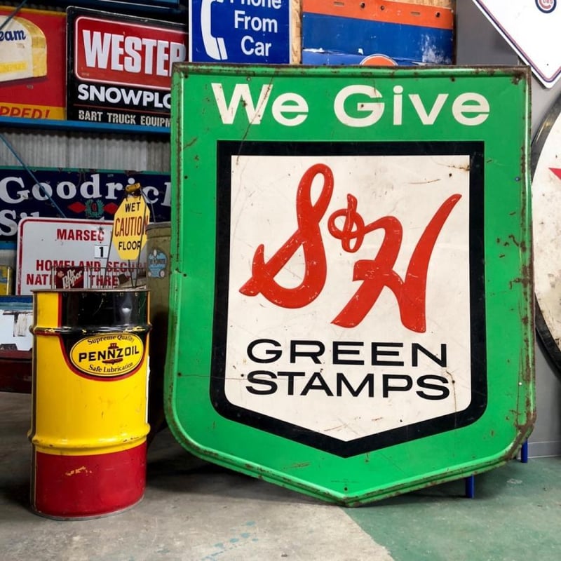 S&H GREENSTAMP グリーンスタンプ ヴィンテージ看板 Big S&H GREENSTAMP グリーンスタンプ ヴィンテージ看板 Big