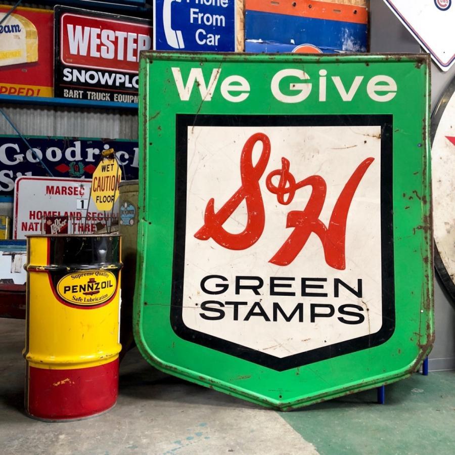 S&H GREENSTAMP グリーンスタンプ ヴィンテージ看板 Big S&H GREENSTAMP グリーンスタンプ ヴィンテージ看板 Big