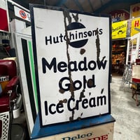 Vintage Hatchinson Meadow Gold Ice Cream 琺瑯両面看板 17-135