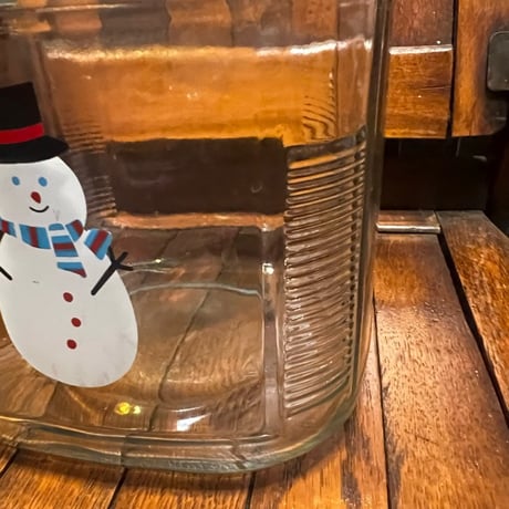 Vintage SNOWMAN GLASS JAR 10-269