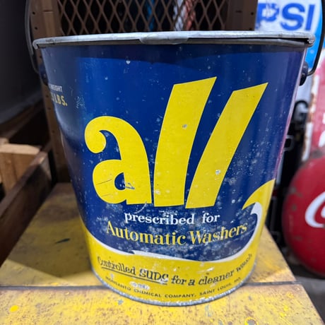Vintage all “Automatic Washers” 蓋付きメタル缶 20-321