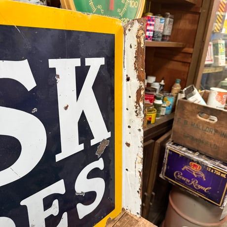 Vintage FISK TIRES 両面 フランジタイプ ホーロー看板 21-291