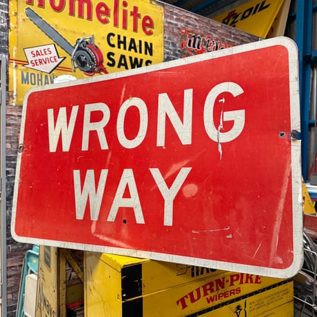 Vintage WRONG WAY ロードサイン 道路標識 20-155-57